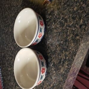 Two Vintage small butterfly and flower bowls handmade in Poland